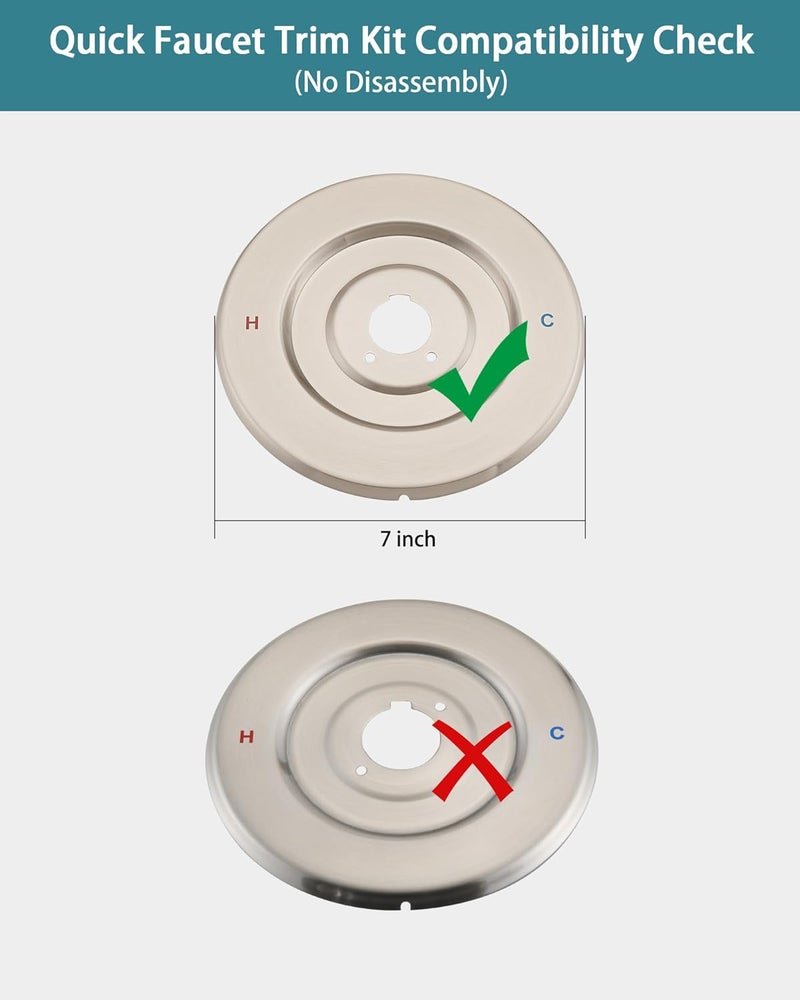 Ultrimkit Shower Faucet Trim Kit Compatible with Moen Fit Chateau Valve Only, Pull-on Push-off Design Knob Handle, Brushed Nickel - Image 3